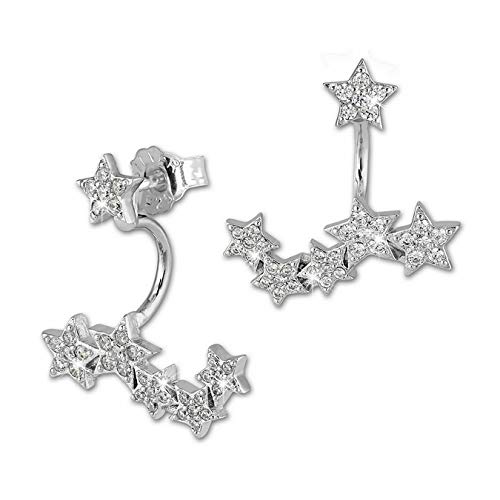 Pendientes GSO419W, diseño de estrellas, con circonita, de plata de ley 925, para mujer, de la marca SilberDream Cover