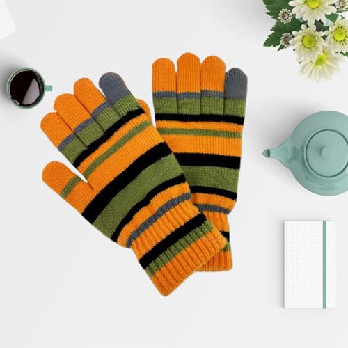 Striped Gloves Orange and Green for Women Girls Halloween Outfit Cosplay Costume Accessories4