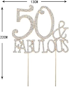 50 & Fabulous Cake Topper 50th Birthday Anniversary Decor For Women Men 50th Birthday Decorations Gold