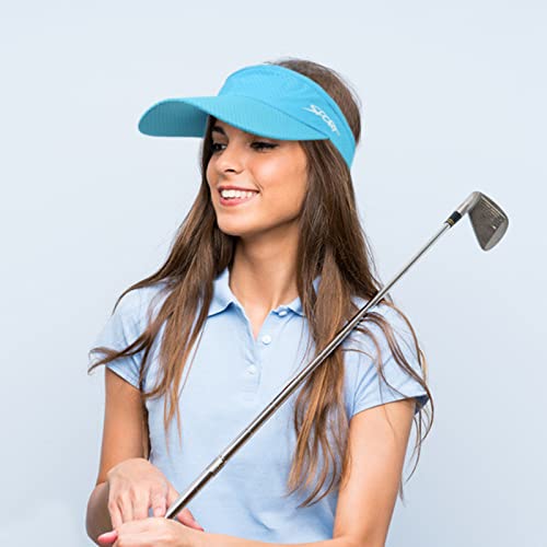 2Pcs Sport Sun Visor Hat For Womens Mens Quick Dry Visor Hats Uv Protection Golf Hat Beach Visor Hats White Sky Blue #TOP6