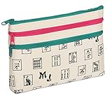 Mah Jongg Beige 3 Zipper Mah Jong Purse for Mahjong Card