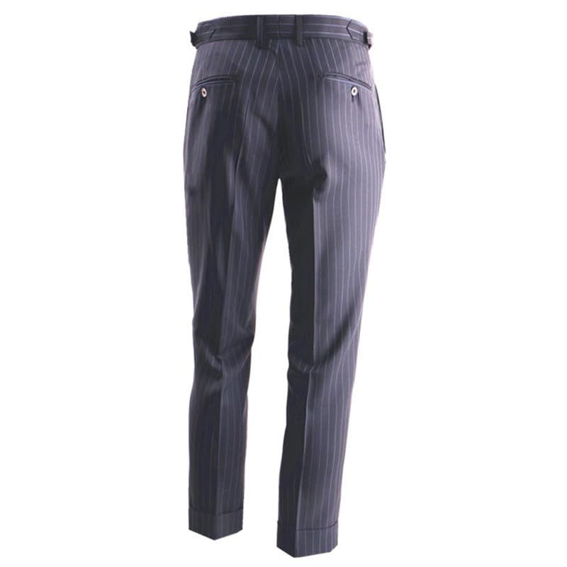 Striped Dress Pants for Men Navy Blue Business Prom Dinner Suit Trousers One Button2