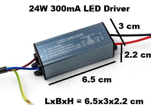 Image of 1 Quantity, MADE IN INDIA 24W, 300mA, LED Street Light Driver, Input AC 230-300V Output DC 50-75V, OVP 440ac, PF>0.95, Use For Repair Street /Flood Light (Pack of 1)