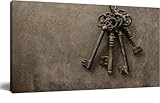 Large Wall Art Decor for Living Room Bedroom Bathroom Canvas Wall Art Framed Antique keys old steel...
