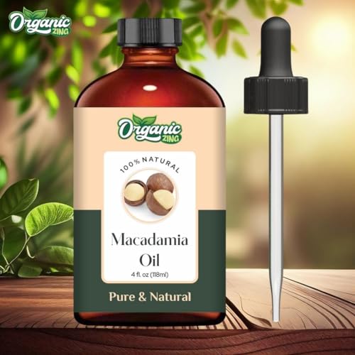 Image of Organic Zing Macadamia Carrier Oil Pure & Natural for Skin, Face, Hair Care, Aromatherapy, Diffuser, Conditioner - 118ml