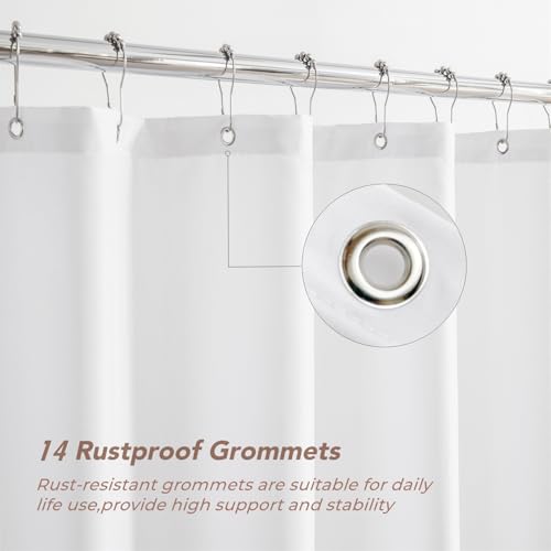 Image of Felisa Extra Wide Fabric Shower Curtain Liner with 6 Magnets,84 W x 72 H Waterproof & Hotel Quality Shower Liner for Bathroom,Soft Cloth Shower Curtain Liners,Machine Washable,White