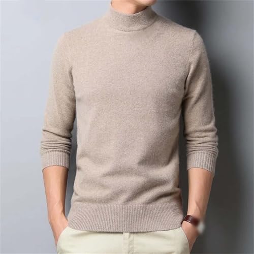 Autumn/Winter Mock Neck Sweater Men Solid Color Pullovers Man Half Turtleneck Knitwear Casual Clothing2
