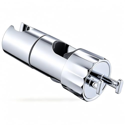 Image of Premium Chrome Handheld Shower Head Holder – Adjustable 18-25mm Bracket with Dual Hooks, 360° Swivel & Anti-Slip Grip for Universal Compatibility, No-Drill Installation