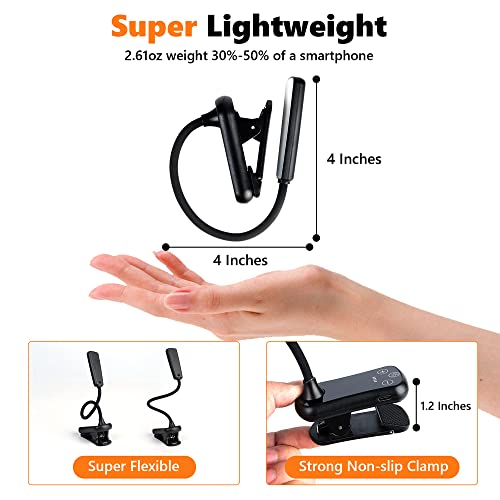 Gemaha Book Light With 16 Leds, Rechargeable Reading Lights For Books In Bed, 180° Adjustable Clip On Light, Light Up To 70 Hours, 24 Dimming Modes, Perfect Gifts For Mom, Dad, Kids And Book Lovers #TOP6