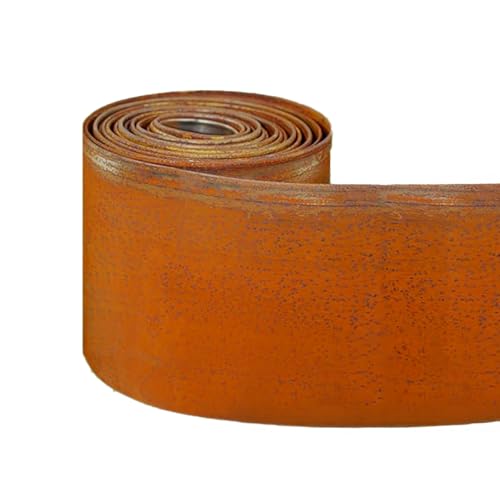 Corten Steel Metal Lawn Edging 10 Metre (33ft) Roll Pre-Rusted Metal Garden Edging 14 cm High Easy to install Garden Edge Border Safety Gloves Included (RUST 10M)