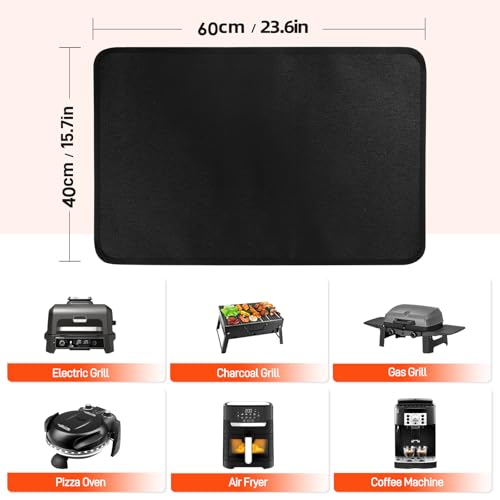 Khongoo Feuerfeste Unterlage Grill, Hitzeschutzmatte für Holzkohle und Gasgrill zum Schutz von Tischen im Freien Feuerschutzmatte, Leicht zu Reinigende Hitzebeständige Unterlage, (Schwarz, 40x60cm) – Bild 5