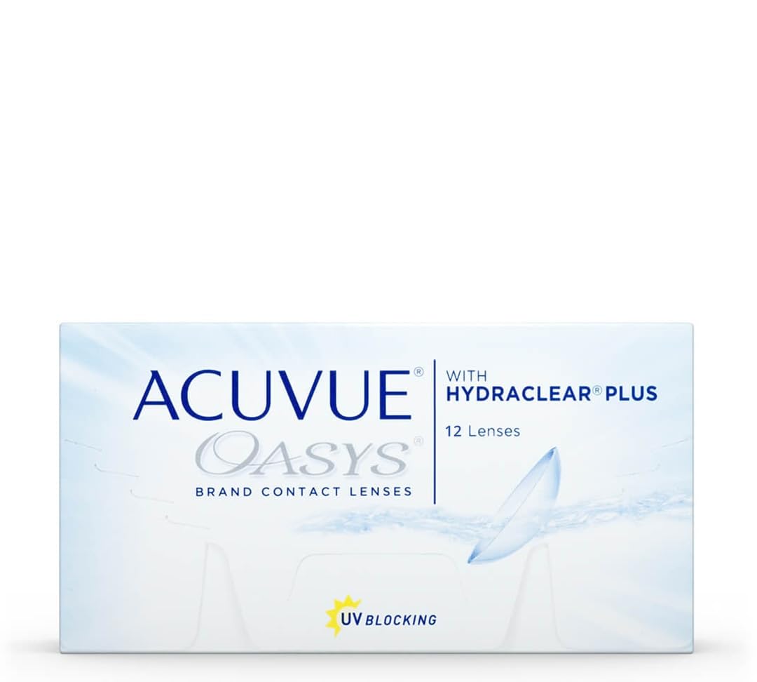 ACUVUE OASYS with HYDRACLEAR PLUS - lentes de reemplazo cada 2 semanas - protección UV,-1.25 dioptrias, BC 8.4, DIA 14.00, 12 lentes
