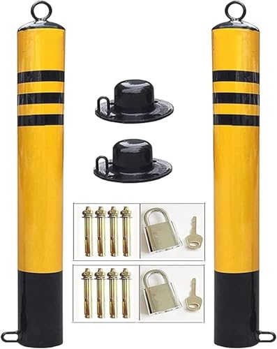 CukUJH Parking Guardrails 2pcs Security Post Bollard for Driveways Parking Barrier Metal Posts Parking Bollards