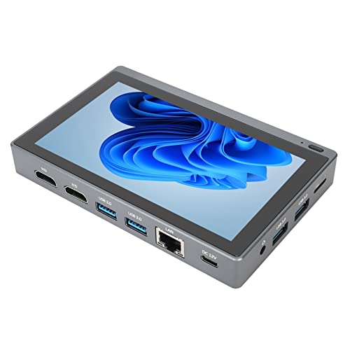 Mini PC Windows 11, Intel Celeron N4000 Mini Computer with 5.5in IPS Touchscreen, 4GB DDR4 RAM 64GB EMMC, 2.4G/5.0G WiFi, BT5.0, 4K HDMI Double Display, Gigabit Ethernet