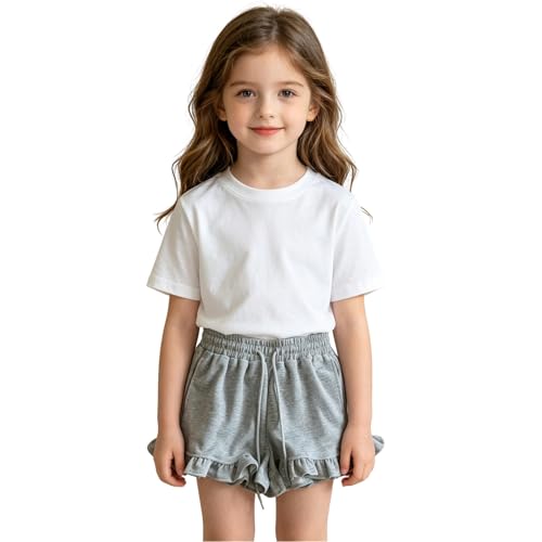 Pantalones Cortos Deportivos Informales de Pierna Ancha con Volantes y Talle para niñas, Ideales para Jugar y para el día a día. fácil de Poner y Quitar