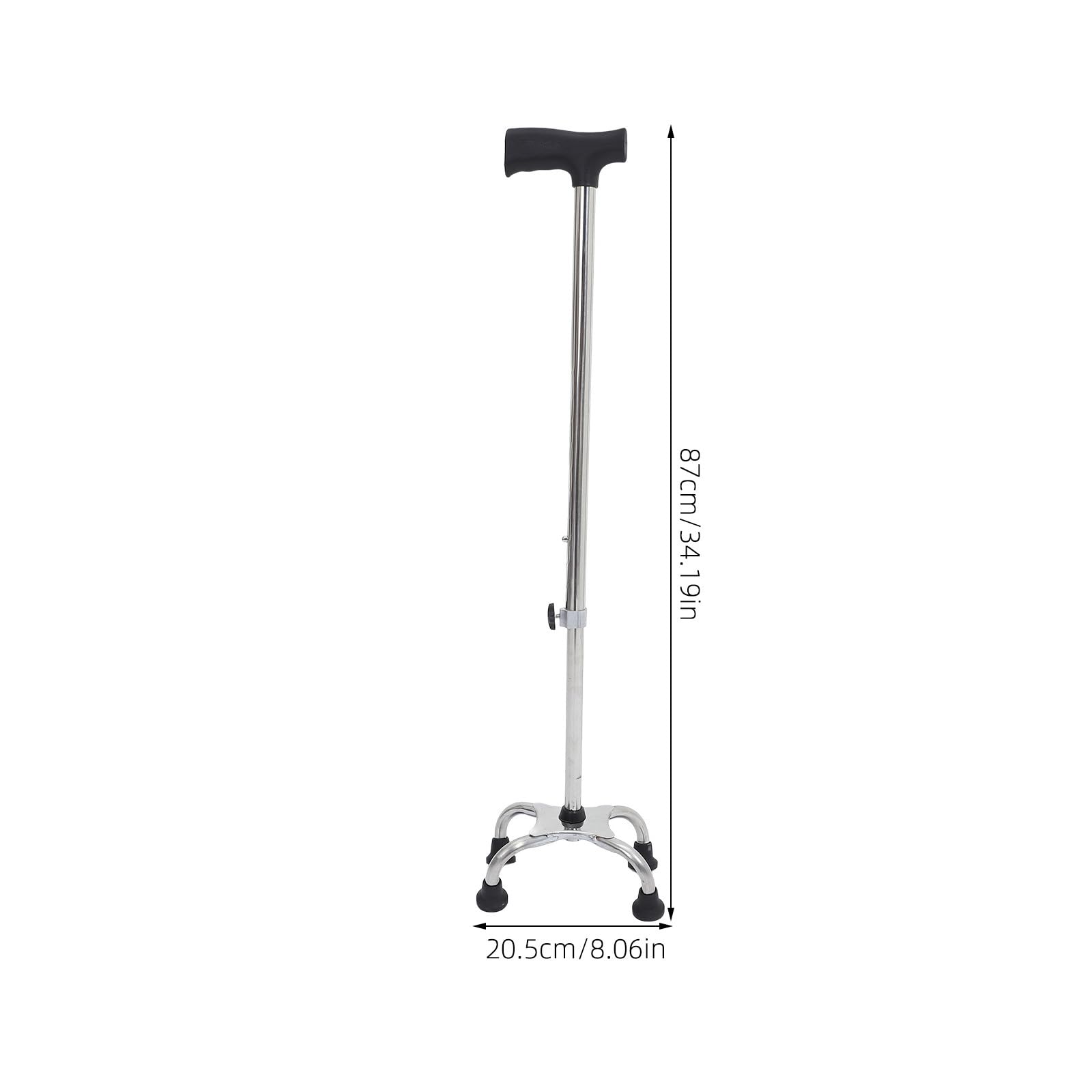 Gatuida Bastone da Passeggio per Uomo Regolabile in Acciaio Inox 4 Punte Antiscivolo, Canna Stabile per Anziani e Mobilità Quotidiana, Ausilio per Stabilità e Sicurezza Interna ed Esterna