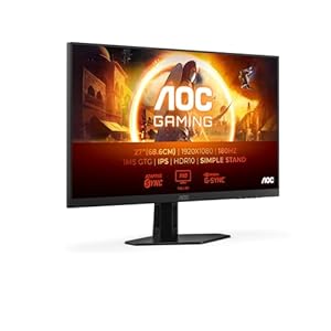 AOC Gaming 27G4XED – 27 Zoll Full HD Monitor, 180 Hz, 1 ms, FreeSync Prem., G-Sync comp., HDR10 (1920×1080, 2X HDMI 2.0, 1x DisplayPort 1.4) schwarz/grau
