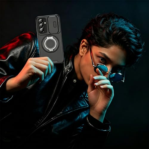 Image of ZORBES Compatible with Galaxy S26 Plus, S26 Plus Case with Military Grade Shockproof Rugged, Magnetic Desk Ring Anti-Scratch PC Phone Case with TPU Bumper, Sliding Lens Guards