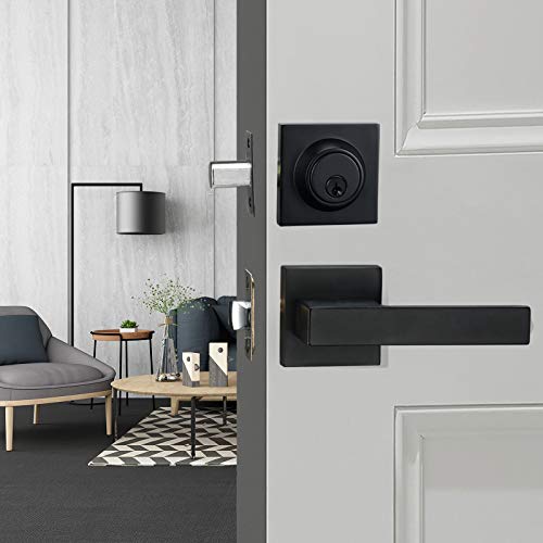 Ncsen Front Door Locksets With Deadbolt, Black Door Handles, Combination Door Lock, Exterior Door Lever (Matte Black) #TOP7