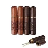 Uniquer 4 Pieces Wooden Sewing Needles Holder Set Retro Engraving Printed Needle Storage Case Box for DIY Sewing Craft Accessories