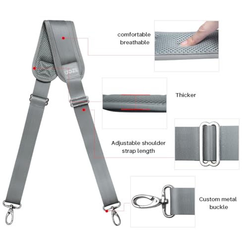 Image of 59 Inch Shoulder Straps, Soft with Ultra-Thick Fixed Shoulder Pad, Two Way Independently Adjustable Buckle Replacement Straps for Laptop Bag Messenger Bag Tool Bag Luggage,Gray