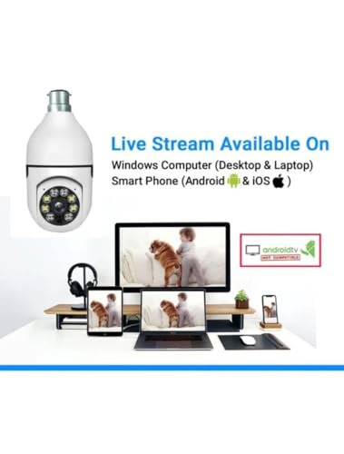 Image of DEATTI Wireless WiFi E27 Bulb Holder Security Camera with Night Vision for Home /Office /Warehouse, V380 App for Remote Live Viewing Security Camera - 1080P (DECM18)