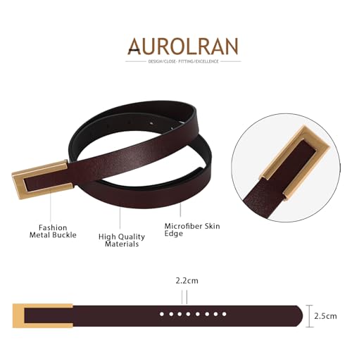 Image of Women's Fashion Classic Metal Buckle Leather Belt with Jeans Dress