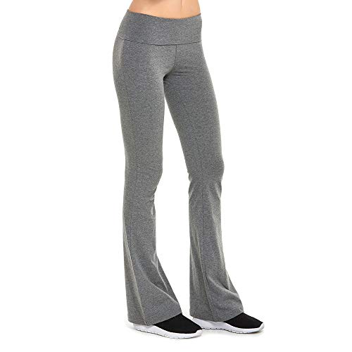 DailyWear Womens Stretchy Cotton Blend Yoga Pants Leggings Various Styles (Boot Cut Grey, Large)