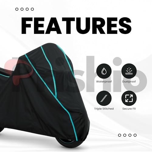 Image of Waterproof Bike Cover for TVS Ronin | Dustproof, UV Heat Resistant & Windproof with Full Bottom Elastic, Heavy Duty Polyester Fabric, Triple Stitched - Black