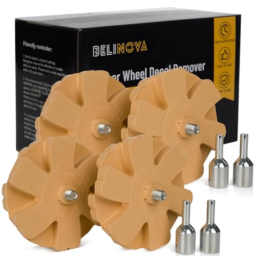 Image of 4 Pack 3.5 inch Eraser Wheel Decal Remover Eraser Wheel Adhesive Remover with Adapter Rubber Eraser Wheel for Drill Removes Car Decal Vinyl Tape Graphics Pinstripe Sticker Remover