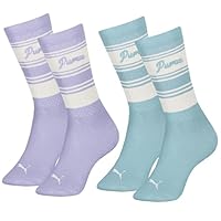 PUMA Kit 2 Pares Meia Cano Longo Modelo 2X1 Feminina Adulto, 1 Lilás Claro - 1 Verde Chá, 34-39