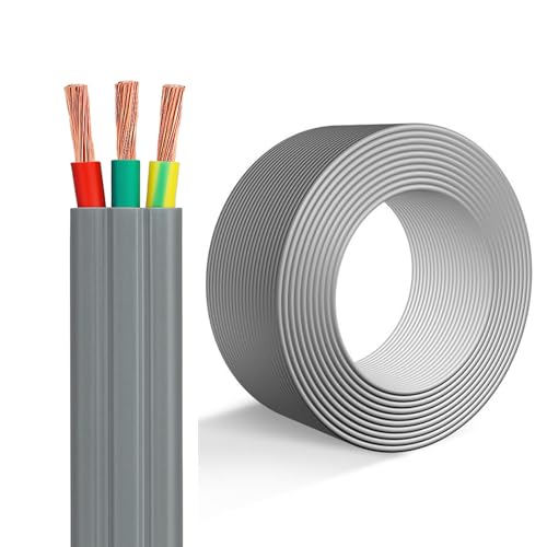 0.75mm²-16mm² 3 Conductor YFFB Flexible Flat Cable 320FT 99.9% Copper Core, Flame Retardant Wear-Resistant PVC（-22~221℉）, 300V/500V for Lifts, Cranes, and Industrial Systems(6.00 mm²-3C)