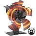 X-cosrack 5 Blades Heat Powered Stove Fan for Wood Log Burner Fireplace Slient Eco-Frienly Fan with Magnetic Thermometer Aluminium Large