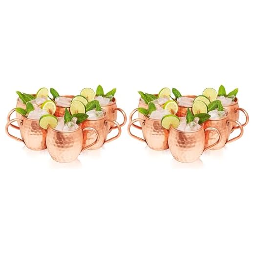 Kitchen Science Moscow Mule Hammered Copper 18 Ounce Drinking Mug, Set of 12