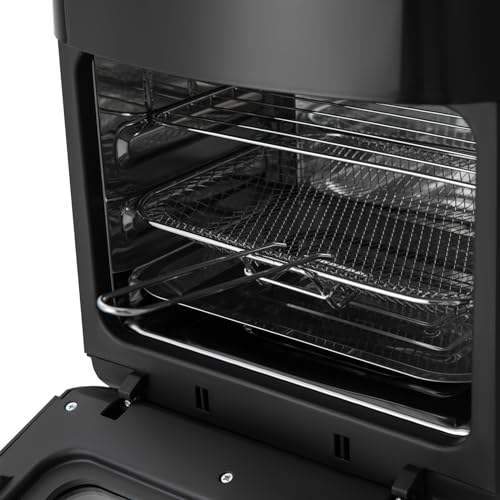 TaNeHaKi Air Fryer Fritteuse 15L Air Fryer Ofen Heißluftfritteuse 80-200℃ Airfryer mit LED-Touchscreen Fritteusen Air Fryer Digitale Heißluftfritteuse mit Glastürfenster 1400W (Schwarz) – Bild 6
