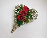 Material: Herz - Rattan, Blüten und Blätter aus Textilmaterial, Beiwerk aus Kunstmaterial