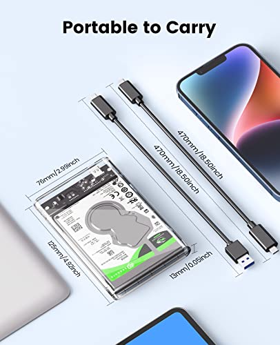 Orico 2.5'' Hard Drive Enclosure Type-C Usb 3.1 Gen2 To Sata Computer External Hdd Enclosure For 7 9.5Mm Hdd Ssd Support Uasp Compatible Wd Seagate Toshiba Samsung Hitachi Ps5-2139C3-G2 #TOP2