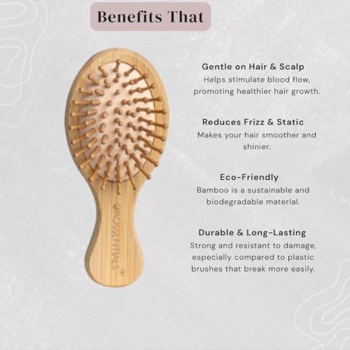 Image of Mini Travel Size Hair Brush for Women /Men /Kids,Small Pocket Paddle Bamboo Brush for Detangling Wet and Dry All Hair Types