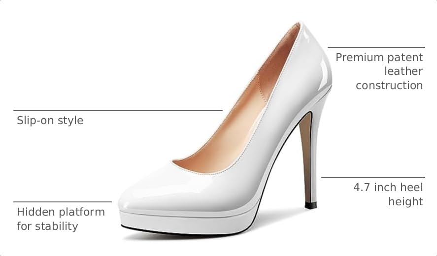Image of Castamere Womens High Heels Platform Pumps Slip-on Stilettos 12CM Heel Office Dress Shoes
