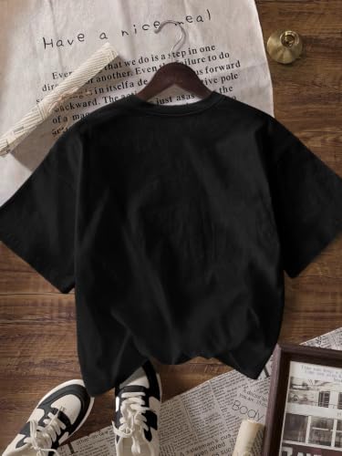 Image of RoseSeek Women's Graphic Letter Tee Crew Neck Trendy Summer Vintage T Shirt