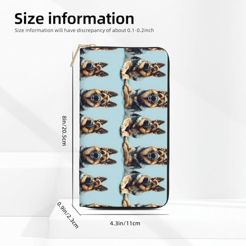 Leather Thin Slim Wallets for Women Men - Fashion German Shepherd 1 Print Card Wallet Holder with Zipper2