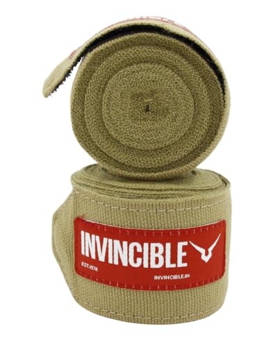 Image of INVINCIBLE Nylon Mexican Style Semi-Stretch Pink Animal Printed Hand Wraps (Beige, 4.5 Meter)