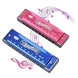 2 Piezas Armónica, 10 Agujeros Armonica Diatonica En Do, Harmonica Diatonica C, Armónica Blues Harp, Blues Harmonica For Dummies, Con Estuche, Para Principiantes, Adultos, Niños, Profesionales