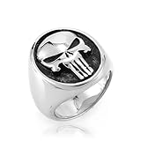 Naivo Punisher Multi Colors Skull Punk Motorcycle Biker Stainless Steel Rings US Size 7-13 (Silver, 9)