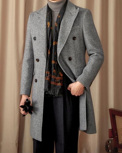 Classic Tweed Men's Blazer Herringbone Slim Fit 2 Buttons Long Overcoat Men's Jackets Blazer3