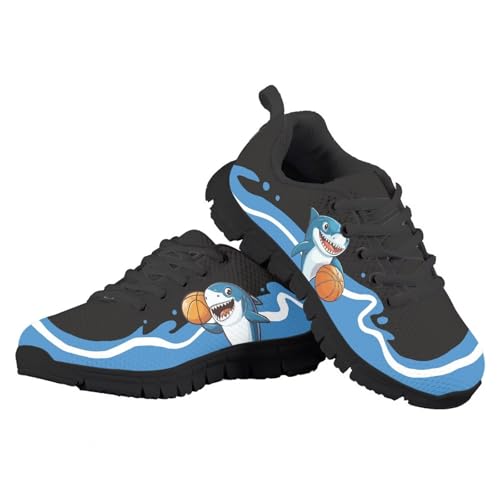 Suhoaziia Basketball Shark Kids Sneakers Unisex-Child (Little Big Kid) Sneakers Running Shoes Non Slip Outdoor Shoes Gym Sports Tennis Footwear Strap Athletic Sneakers