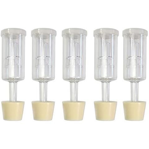 Box Brew Kits (5 Pack) Three-Piece Airlock and Drilled #6 Stopper Fermentation Beer Making Wine Making Kombucha Fits Gallon Jugs (5) Cover