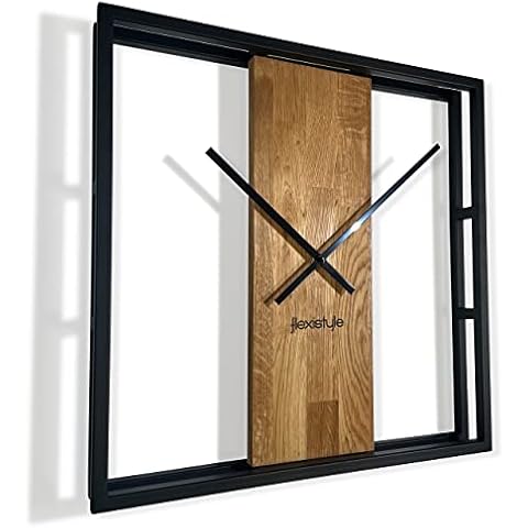 Reloj de Pared Grande Cuadrado Loft Square, 50 cm, Negro Cover