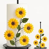 Containly Sunflower Paper Towel Holder - Yellow Metal Countertop Paper Towel Holder