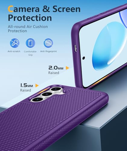 Image of FNTCASE for Samsung Galaxy S25 Case: Dual Layer Heavy Duty Cell Phone Protective Cover Shockproof Rugged with Non-Slip Textured - Military Drop Protection Bumper Tough - 2025, 6.2 inch (Purple)